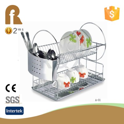 Kitchen Countertop Dish Rack Holder 2 Tier Stainless Steel